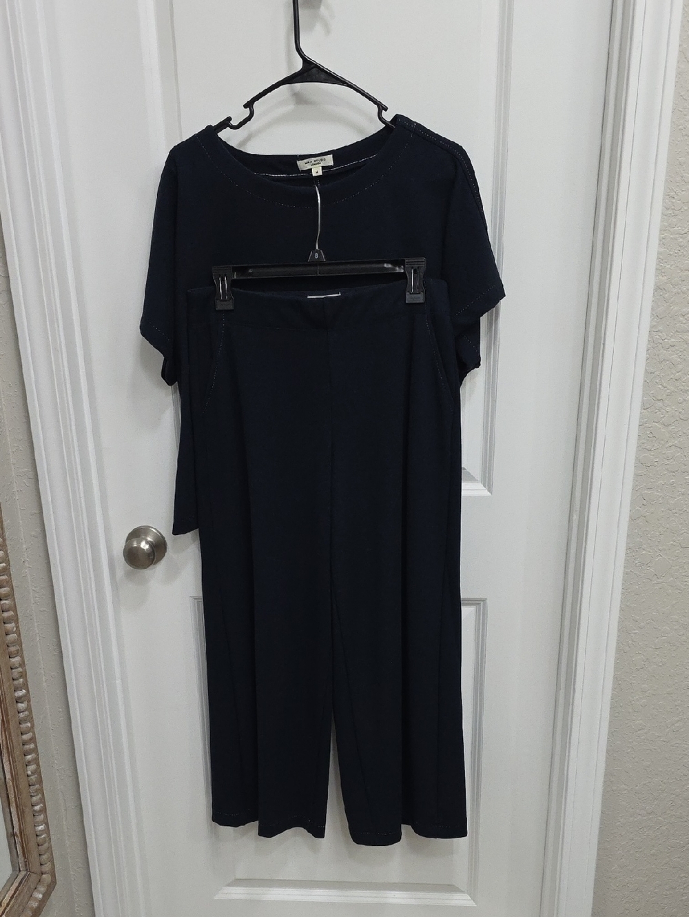 Max Studio Navy Two-Piece Wide-Leg Knit Set